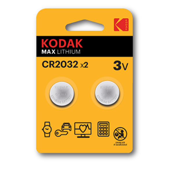 Аккумуляторная батарея Kodak CR2032-2BL MAX LITHIUM (60/240/43200)